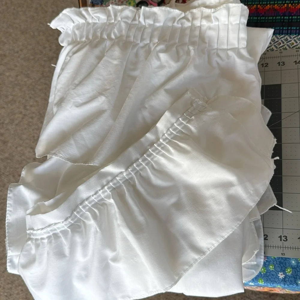 Vintage Sears White Ruffled Curtain Set–2 Pairs with Tiebacks – 48” x 51” Panels